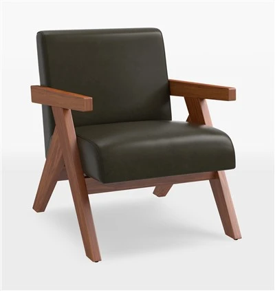 Glossy Brown Leather Chair